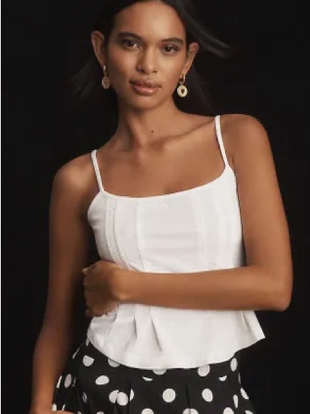 Pilcro White Square-Neck Pin-Tuck Cami - Picture 2 of 9